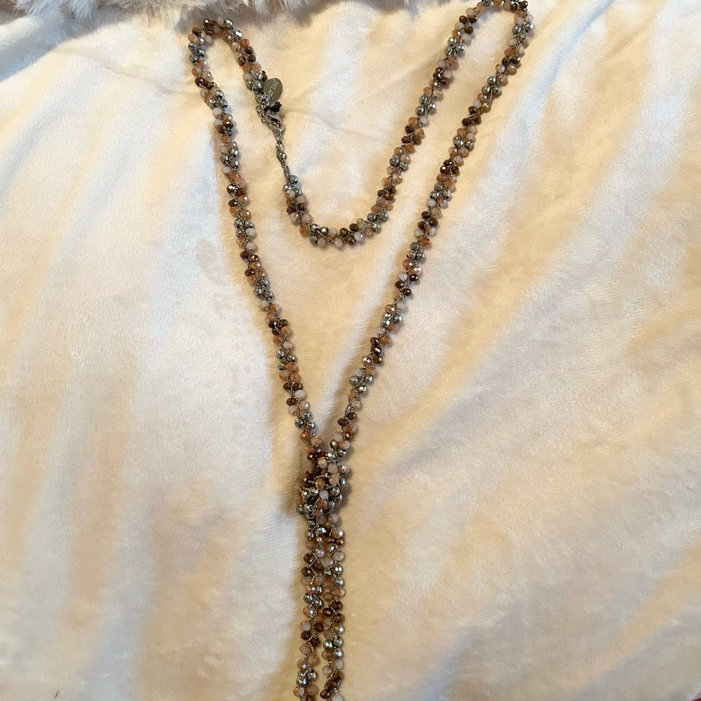 White House Black Market Brown and Cream Beaded Necklace